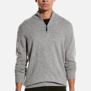 Magaschoni Cashmere Men's Gray Quarter-Zip Sweater, Sz S